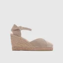 Bej Kadın Espadril Dolgu Topuk Sandalet [TG060031]